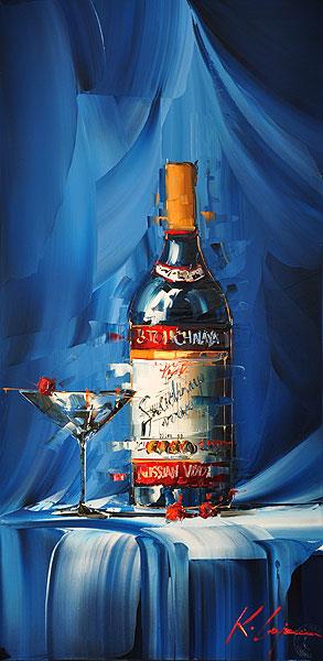 Vin en bleu Kal Gajoum par couteau Peintures à l'huile
